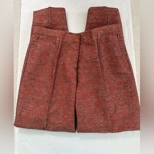 Worth New York Rust Tapestry Print Pants,  zippered pockets, Fully Lined, Size 6